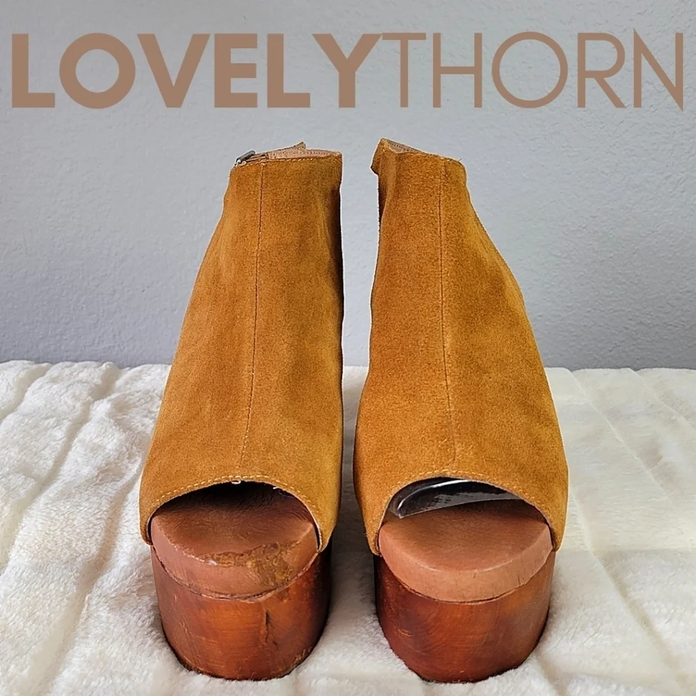 JEFFREY CAMPBELL // ltd ed free people collab suede wooden platform block heels - Picture 2 of 16